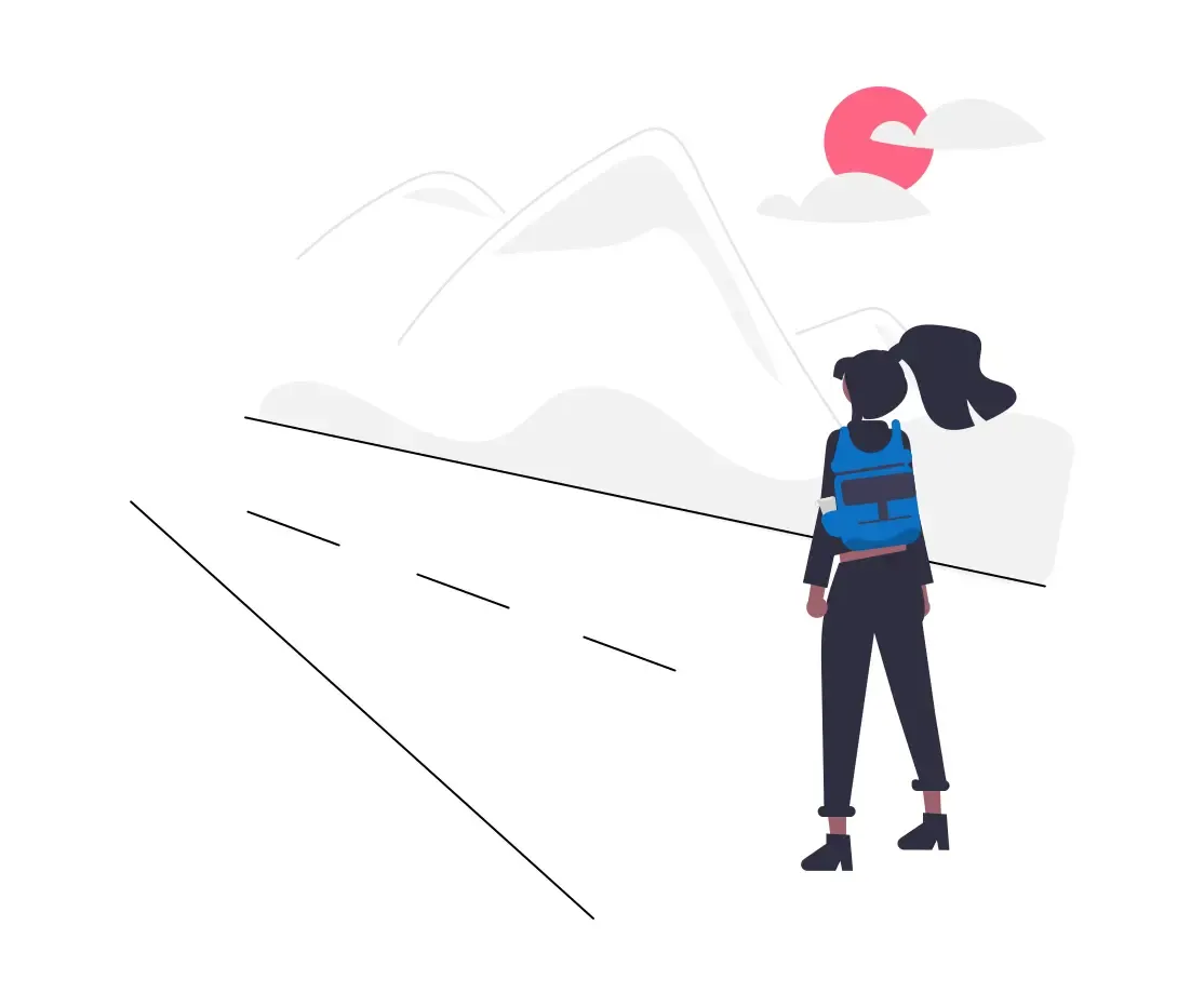 Illustration of a person setting out on a path toward a goal