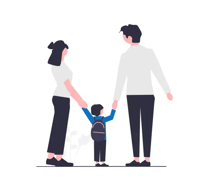 Illustration of a family walking together