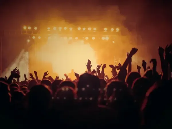 Crowd with raised hands at a concert